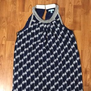 Blue and white dress